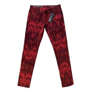 Special A Juniors Red Print Denim Skinny Slim Jeans